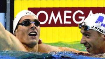 Los franceses Camille Lacourt y Jeremy Stravius compartirán la medalla de oro en los 100 metros espalda. Ambos hicieron un registro de 52.76.