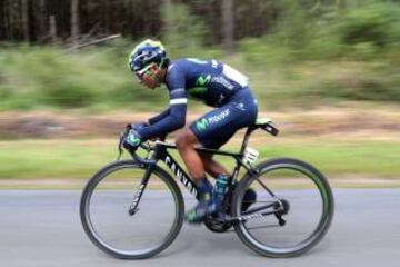 Nairo Quintana durante la segunda etapa del Tour de Francia entre Saint-Lo y Cherbourg.