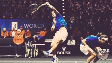 Roger Federer bromeó en Twitter con las acciones en las que casi se choca con Nadal, en el que era su primer partido como pareja.