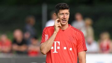 Robert Lewandowski, delantero del Bayern, en el entrenamiento.