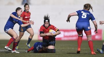 Imágenes de la semifinal del Campeonato de Europa de rugby femenino disputada en el Estadio Central de la Universidad Complutense entre la selección española, dirigida por José Antonio Barrio, y la selección rusa.