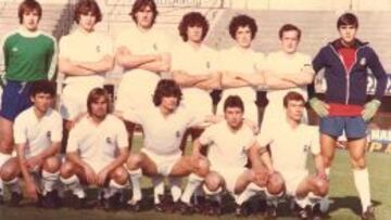 El Madrid Amater. Ochotorena, Sebas, Costa, Platas, Benítez, Emilio y Romero. Agachados: Oliver, Miró, Diego, Román y Luis Cobos.