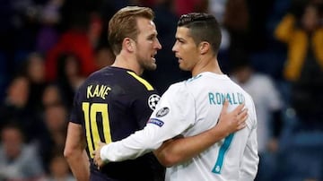 Harry Kane with Cristiano Ronaldo after Tottenham Hotspur's Champions League draw with Real Madrid in October.