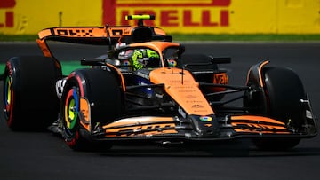 McLaren's British driver Lando Norris drives during third practice session, ahead of the Italian Formula One Grand Prix at Autodromo Nazionale Monza circuit, in Monza on August 31, 2024. (Photo by Andrej ISAKOVIC / AFP)