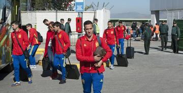 Vazquez arriving for duty with Spain national football team