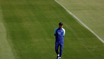 Simeone, en una sesión del Atlético.