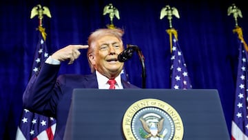 U.S. President Donald Trump addresses House Republicans at their annual issues conference retreat, at the Kennedy Center, renamed the Trump-Kennedy Center by the Trump-appointed board of directors, in Washington, D.C., U.S., January 6, 2026. REUTERS/Kevin Lamarque