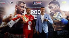 Keel Brook y Errol Spence Jr. durante la rueda de prensa de presentaci&oacute;n de su combate. 