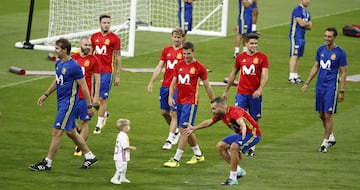 Sergio Ramos' youngest son Marco with Jordi Alba.