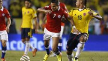 Chile empat&oacute; 3-3 con Colombia de visita en el proceso rumbo a Brasil 2014.
