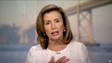 Speaker of the House Nancy Pelosi (D-CA) speaks by video feed during the virtual 2020 Democratic National Convention as participants from across the country are hosted over video links from the originally planned site of the convention in Milwaukee, Wisco