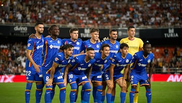 Alineación del Getafe ante el Valencia.