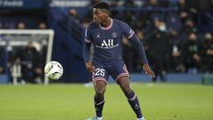 Nuno Mendes of PSG during the French championship Ligue 1 football match between Paris Saint-Germain (PSG) and AS Saint-Etienne (ASSE) on February 26, 2022 at Parc des Princes stadium in Paris, France - Photo Jean Catuffe / DPPI
 AFP7 
 27/02/2022 ONLY FO