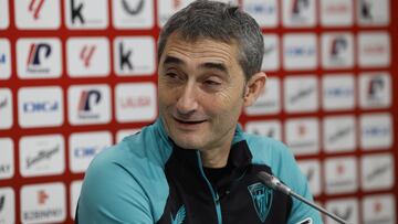 LEZAMA (BIZKAIA), 25/01/2025.- El entrenador del Athletic de Bilbao, Ernesto Valverde, ha ofrecido este sábado una rueda de prensa previa al partido liguero del domingo ante el Leganés en San Mamés. EFE/ Miguel Toña
