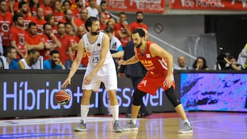 12/05/2018 Sergio Llull (izq.), en un partido ante el UCAM Murcia..
 
 El Herbalife Gran Canaria venci&oacute; en Burgos y se asegur&oacute; estar en los &#039;playoffs&#039;
 
 DEPORTES
 ACB MEDIA
 