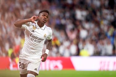 Vinicius celebra su gol, anotado al principio de la segunda parte.