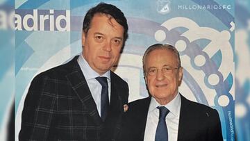 Gustavo Serpa, presidente Millonarios, y Florentino Pérez, presidente del Real Madrid