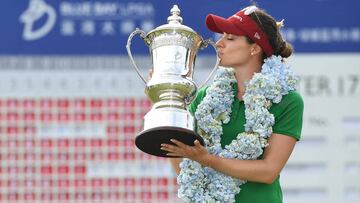 HAINAN ISLAND, CHINA - NOVEMBER 10:  Gaby Lopez of Mexico celebrates after winning the Blue Bay LPGA on November 10, 2018 in Hainan Island, China.  (Photo by Zhe Ji/Getty Images)