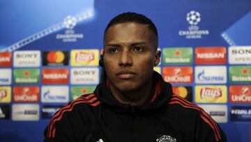 Manchester United&#039;s Ecuadorian midfielder Antonio Valencia attends a press conference at the Ramon Sanchez Pizjuan stadium in Sevilla on the eve of the UEFA Champions League football match between Sevilla and Manchester United on February 20, 2018. /