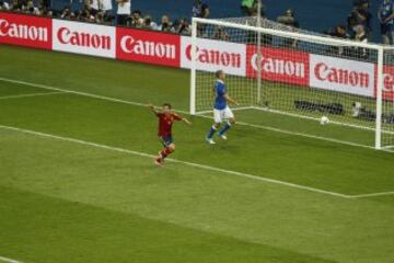 Eurocopa 2012. Final. Espa?a-Italia. La Selecci車n gan車 4-0 a la 'Azzurra'. Jordi Alba marc車 el segundo tanto, 2-0.