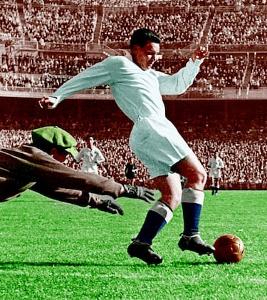 ‘El Mangas’, por su curiosa forma de agarrarse las mangas de la camiseta, fue un movimiento maestro de Santiago Bernabéu, que se adelantó al Barça y se hizo con él por 250.000 pesetas. Jugaba de delantero y su impecable técnica le permitió marcar 103 goles en sus 208 partidos oficiales con el club. Ganó una Copa de Europa y dos Ligas, como títulos más destacados. En los 70 y 80 ocupó el banquillo en varias ocasiones. Las dos Copas de la UEFA del Madrid llegaron con él de entrenador. 