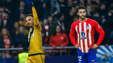 Álvaro celebra su gol en el Metropolitano.