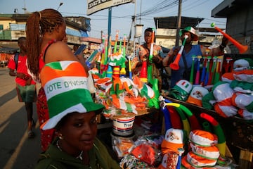 A vendor sells Vuvuzela as Ivory Coast gears up to host the Africa Cup of Nations 