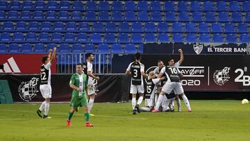 El Castellón celebra el gol de Ortuño que vale el ascenso a LaLiga SmartBank.