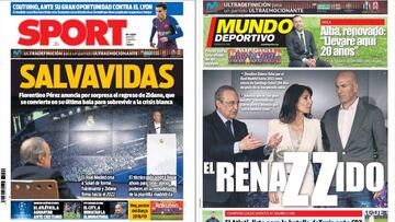 Portadas de los diarios Sport y Mundo Deportivo del día 12 de marzo de 2019.