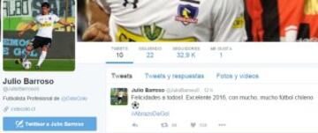 El defensa de Colo Colo escribió un breve saludo a sus seguidores en twitter.