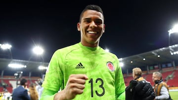 Kevin Mier celebrando el triunfo de Colombia ante Nueva Zelanda por el Mundial Sub 20.