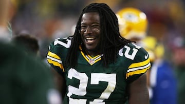 No hay duda alguna que Eddie Lacy es un hombre feliz al ganar su batalla contra la b&aacute;scula.