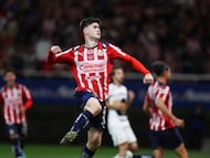 Armando Gonzalez celebrates his gal 2-2 of Guadalajara during the 13th round match between Guadalajara and Pumas UNAM as part of the Liga BBVA MX Varonil, Torneo Clausura 2026 at Akron Stadium, on April 05, 2026 in Guadalajara, Jalisco, Mexico.
