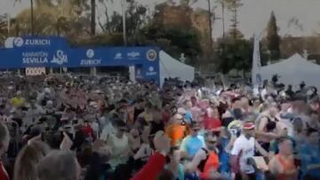 Un corredor comete la madre de las imprudencias ante 15.000 runners en la Maratón de Sevilla