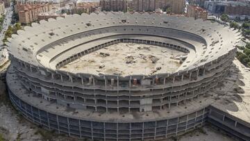 Esqueleto del futuro estadio del Valencia. 