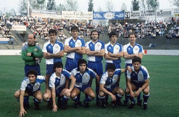 Once del Sabadell en Primera División compuesto por Capo, Saura, Costa, Ordoki, Celayeta, Alonso, Nacho, Sala, Hicks, Lino y Ferreira