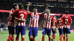 Correa celebra, junto a sus compa&ntilde;eros, el gol del Atl&eacute;tico ante el Villarreal.