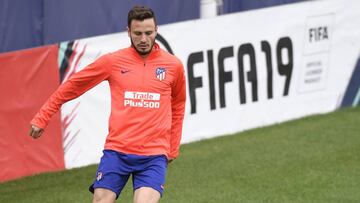 Sa&uacute;l, en un entrenamiento del Atl&eacute;tico.