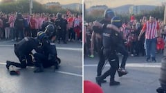 Terribles imágenes previas al Almería-Málaga: intervención policial y un aficionado inconsciente