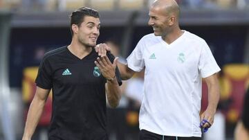 Kovacic and Zidane share a smile during their time together at Real Madrid.