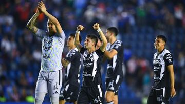 Raul Gudino, Brayan Garnica of Necaxa during the 12th round match between Cruz Azul and Necaxa as part of the Torneo Clausura 2024 Liga BBVA MX at Ciudad de los Deportes Stadium on March 16, 2024 in Mexico City, Mexico.