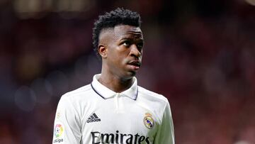 MADRID, SPAIN - SEPTEMBER 18: Vinicius Junior of Real Madrid during the La Liga Santander match between Atletico Madrid v Real Madrid at the Estadio Civitas Metropolitano on September 18, 2022 in Madrid Spain (Photo by David S. Bustamante/Soccrates/Getty Images)