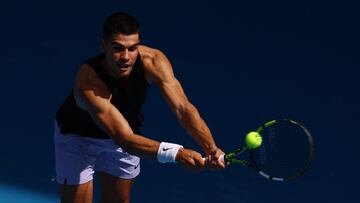 Carlos Alcaraz, durante un entrenamiento en el US Open.