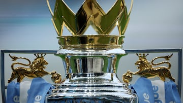 FILE PHOTO: Soccer Football - Premier League - Manchester City v Newcastle United - Etihad Stadium, Manchester, Britain - August 19, 2023 General view of the Premier League trophy as it is shown on display before the match REUTERS/Phil Noble EDITORIAL USE ONLY. No use with unauthorized audio, video, data, fixture lists, club/league logos or 'live' services. Online in-match use limited to 75 images, no video emulation. No use in betting, games or single club /league/player publications.  Please contact your account representative for further details./File Photo