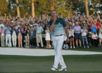 Sergio Garcia celebrates winning his first major.