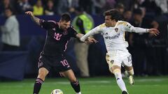 CARSON, CALIFORNIA - FEBRUARY 25: Lionel Messi #10 of Inter Miami dribbles past the defense of Riqui Puig #10 of Los Angeles Galaxy during the first half of a game at Dignity Health Sports Park on February 25, 2024 in Carson, California.   Sean M. Haffey/Getty Images/AFP (Photo by Sean M. Haffey / GETTY IMAGES NORTH AMERICA / Getty Images via AFP)