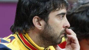 El base español Juan Carlos Navarro durante el partido que España y Australia disputaron en la fase de grupos del torneo olímpico de baloncesto.