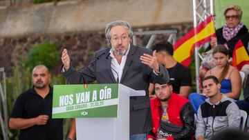 El candidato a las elecciones del Parlamento de la Uni¨®n Europea, Juan Carlos Girauta, durante un acto de campa?a de VOX, en los Jardines de los Puertos Atl¨¢nticos, a 31 de mayo de 2024, en Las Palmas de Gran Canaria, Gran Canaria, Canarias (Espa?a). Abascal ha viajado hasta Canarias para participar en dos actos de campa?a electoral para las pr¨®ximas elecciones al Parlamento Europeo el pr¨®ximo 9 de junio. Hoy en las Palmas de Gran Canaria y ma?ana, 1 de junio en Santa Cruz de Tenerife.
31 MAYO 2024;CAMPA?A ELECTORAL;ELECCIONES EUROPEAS;COMICIOS EUROPEOS;9J;MITIN;ACTO CAMPA?A;CANARIAS;VOX;ABASCAL
Europa Press Canarias
31/05/2024