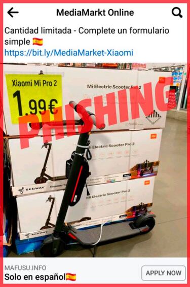 Mediamarkt no te vende un patinete Xiaomi por 1,99 euros: Es una estafa por Facebook