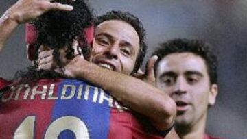 <B>DECISIVO.</B> El francés Giuly consiguió el gol que dio la victoria al conjunto azulgrana.